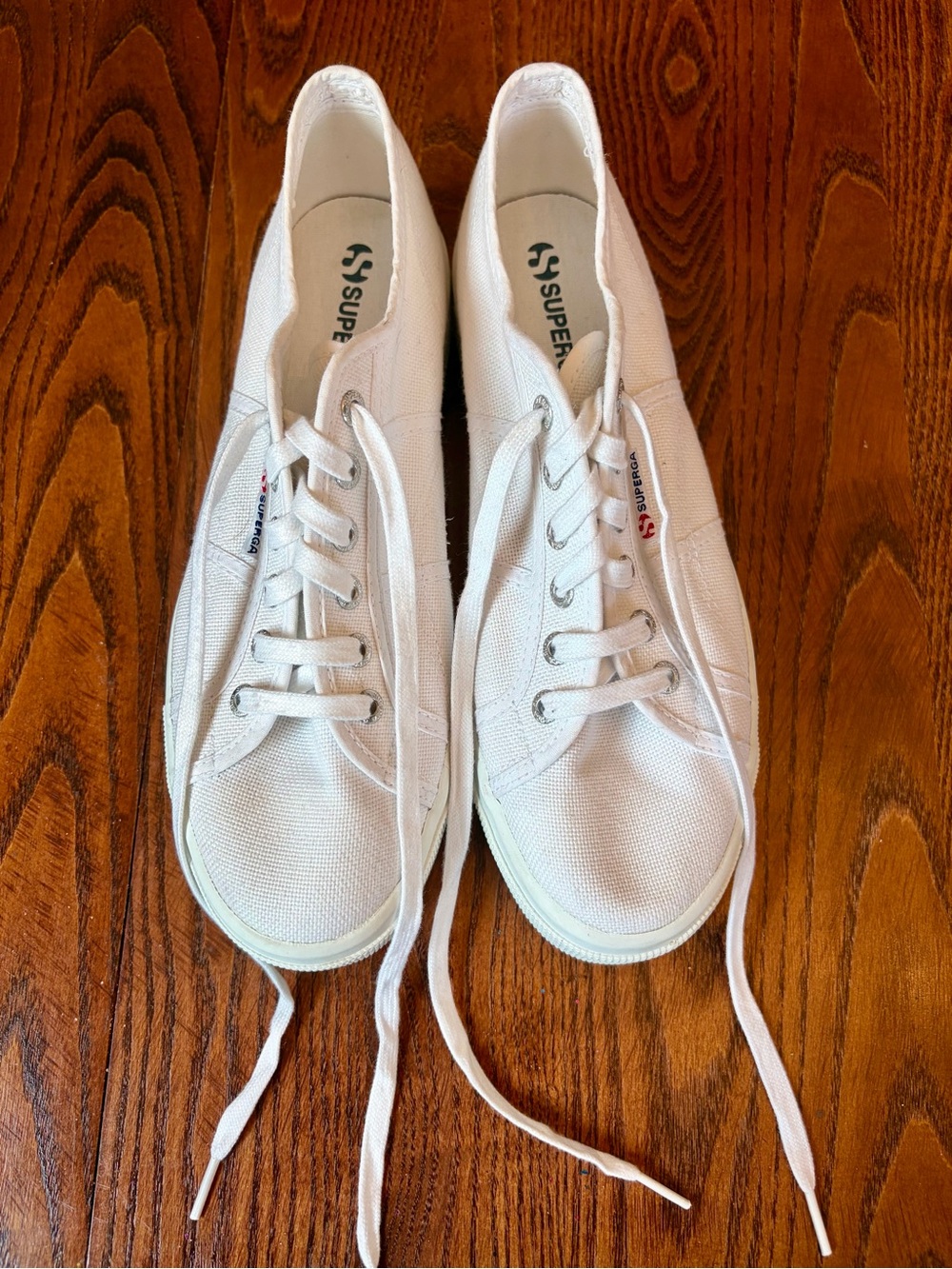 Superga White Canvas Platform Sneakers